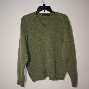 Kevingston New England Merino Wool V-neck Pullover Sweater Size L Green